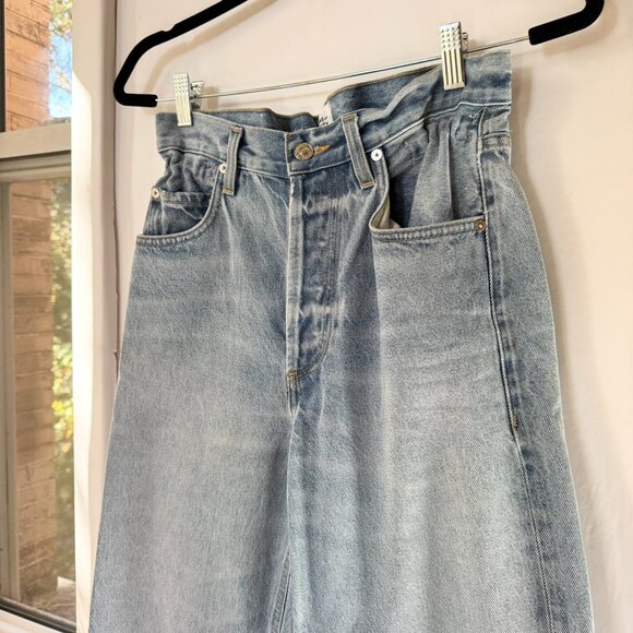 Citizens of Humanity Gwendoline Scrunch Wide Leg Jeans Dakota Blue 24 - Picture 6 of 17